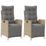 Sillón reclinable jardín reposapiés 2 uds ratán PE beige mezcla de , Sillas de jardín - Ref: Foro24-365293, Precio: 274,61 €,...