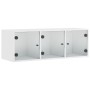 Mueble de pared con puertas de vidrio blanco 102x37x35 cm de , Taquillas y armarios de almacenamiento - Ref: Foro24-836511, P...