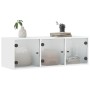 Mueble de pared con puertas de vidrio blanco 102x37x35 cm de , Taquillas y armarios de almacenamiento - Ref: Foro24-836511, P...