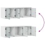 Mueble de pared con puertas de vidrio blanco 102x37x35 cm de , Taquillas y armarios de almacenamiento - Ref: Foro24-836511, P...