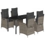 Set comedor de jardín 5 piezas con cojines ratán sintético gris de , Conjuntos de jardín - Ref: Foro24-3213228, Precio: 697,1...