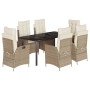 Set comedor de jardín 7 pzas con cojines ratán sintético beige de , Conjuntos de jardín - Ref: Foro24-3213249, Precio: 879,90...