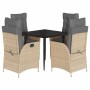 Set comedor de jardín 5 pzas con cojines ratán sintético beige de , Conjuntos de jardín - Ref: Foro24-3213256, Precio: 555,14...