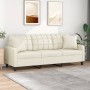 Sofá de 3 plazas con cojines cuero sintético color crema 180 cm de , Sofás - Ref: Foro24-3200809, Precio: 265,91 €, Descuento: %