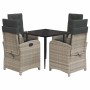 Set comedor de jardín 5 pzas cojines ratán sintético gris claro de , Conjuntos de jardín - Ref: Foro24-3212411, Precio: 599,0...
