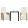 Sillas y mesita de jardín 3 piezas ratán sintético cojín beige de , Conjuntos de jardín - Ref: Foro24-3212577, Precio: 359,37...
