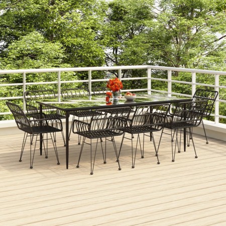 Juego de comedor de jardín 9 piezas ratán sintético negro de , Conjuntos de jardín - Ref: Foro24-3157858, Precio: 760,11 €, D...