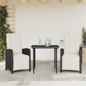 Mesita y sillas con cojines 3 piezas ratán sintético negro de , Conjuntos de jardín - Ref: Foro24-3212514, Precio: 397,78 €, ...