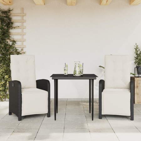 Mesita y sillas con cojines 3 piezas ratán sintético negro de , Conjuntos de jardín - Ref: Foro24-3212514, Precio: 397,78 €, ...