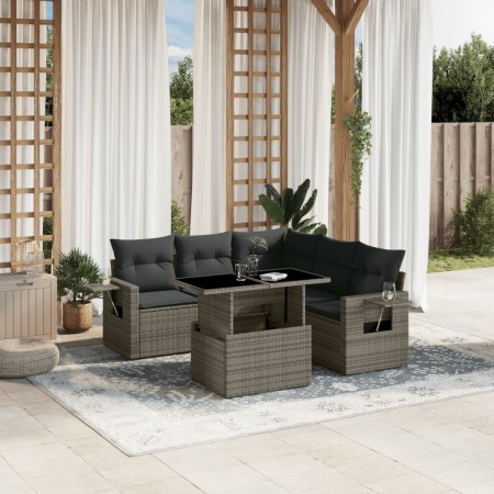 Set de muebles de jardín 6 pzas y cojines ratán sintético gris en Conjuntos de jardín | Comprar online en Foru.es