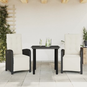 Mesita y sillas con cojines 3 piezas ratán sintético negro de , Conjuntos de jardín - Ref: Foro24-3212521, Precio: 370,79 €, ...