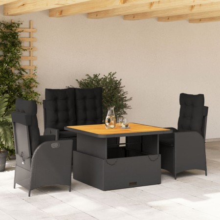 Juego comedor jardín 4 piezas con cojines ratán sintético negro de , Conjuntos de jardín - Ref: Foro24-3277452, Precio: 544,7...