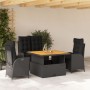 Juego comedor jardín 4 piezas con cojines ratán sintético negro de , Conjuntos de jardín - Ref: Foro24-3277452, Precio: 544,7...