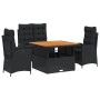 Juego comedor jardín 4 piezas con cojines ratán sintético negro de , Conjuntos de jardín - Ref: Foro24-3277452, Precio: 544,7...