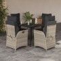 Set comedor de jardín 5 pzas cojines ratán sintético gris claro de , Conjuntos de jardín - Ref: Foro24-3213275, Precio: 532,8...