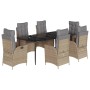 Set comedor de jardín 7 pzas con cojines ratán sintético beige de , Conjuntos de jardín - Ref: Foro24-3213261, Precio: 1,00 €...
