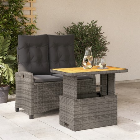 Juego de comedor jardín 2 pzas con cojines ratán sintético gris de , Conjuntos de jardín - Ref: Foro24-3277406, Precio: 258,3...