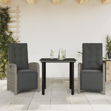 Sillas y mesita de jardín con cojines 3 piezas ratán PE gris de , Conjuntos de jardín - Ref: Foro24-3212563, Precio: 338,38 €...
