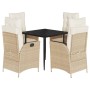 Set comedor de jardín 5 pzas con cojines ratán sintético beige de , Conjuntos de jardín - Ref: Foro24-3213235, Precio: 611,84...
