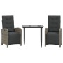 Sillas y mesita de jardín con cojines 3 piezas ratán PE gris de , Conjuntos de jardín - Ref: Foro24-3212556, Precio: 352,73 €...