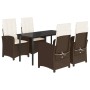 Set comedor de jardín 5 piezas y cojines ratán sintético marrón de , Conjuntos de jardín - Ref: Foro24-3212343, Precio: 633,0...