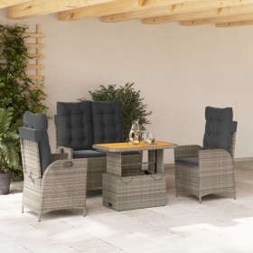 Juego de comedor de jardín 4 piezas con cojines ratán PE gris de , Conjuntos de jardín - Ref: Foro24-3277467, Precio: 530,65 ...