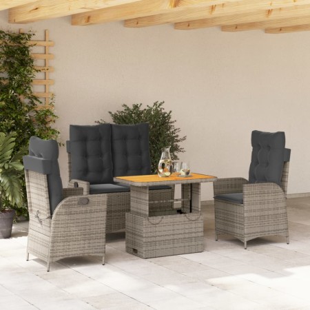 Juego de comedor de jardín 4 piezas con cojines ratán PE gris de , Conjuntos de jardín - Ref: Foro24-3277467, Precio: 530,65 ...