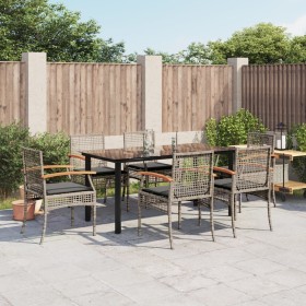 Set comedor jardín 7 pzas y cojines ratán sintético gris de , Conjuntos de jardín - Ref: Foro24-3213621, Precio: 455,13 €, De...