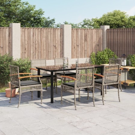 Set comedor jardín 7 pzas y cojines ratán sintético gris de , Conjuntos de jardín - Ref: Foro24-3213621, Precio: 455,13 €, De...