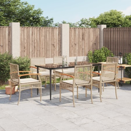 Set comedor de jardín 7 pzas con cojines ratán sintético beige de , Conjuntos de jardín - Ref: Foro24-3213628, Precio: 552,92...
