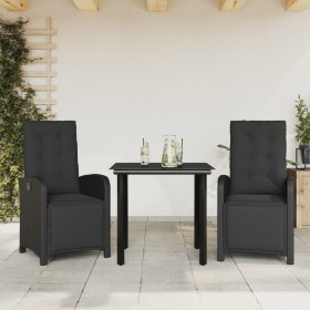 Mesita y sillas con cojines 3 piezas ratán sintético negro de , Conjuntos de jardín - Ref: Foro24-3212535, Precio: 314,79 €, ...