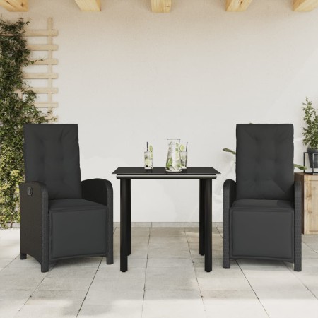 Mesita y sillas con cojines 3 piezas ratán sintético negro de , Conjuntos de jardín - Ref: Foro24-3212535, Precio: 314,79 €, ...