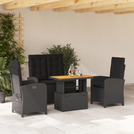 Juego comedor jardín 4 piezas con cojines ratán sintético negro de , Conjuntos de jardín - Ref: Foro24-3277335, Precio: 427,3...
