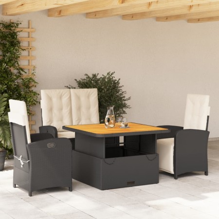 Juego comedor jardín 4 piezas con cojines ratán sintético negro de , Conjuntos de jardín - Ref: Foro24-3277321, Precio: 585,7...