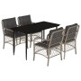 Set comedor de jardín 5 pzas cojines ratán sintético gris claro de , Conjuntos de jardín - Ref: Foro24-3212168, Precio: 521,7...
