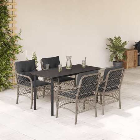 Set comedor de jardín 5 pzas cojines ratán sintético gris claro de , Conjuntos de jardín - Ref: Foro24-3212175, Precio: 499,1...