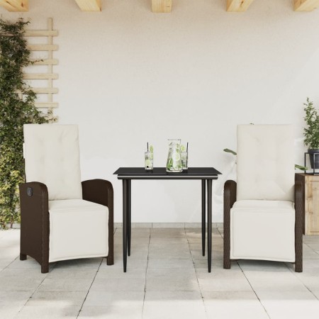 Sillas y mesita de jardín con cojines 3 piezas ratán PE marrón de , Conjuntos de jardín - Ref: Foro24-3212542, Precio: 357,11...