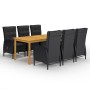 Set de comedor de jardín de 7 piezas negro de vidaXL, Conjuntos de jardín - Ref: Foro24-3067868, Precio: 959,54 €, Descuento: %
