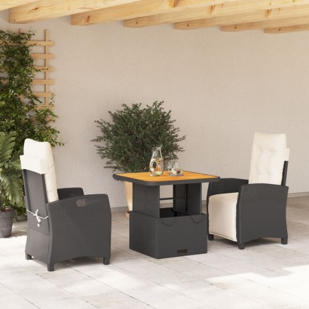 Set comedor de jardín 3 pzas con cojines ratán sintético negro de , Conjuntos de jardín - Ref: Foro24-3277375, Precio: 327,32...