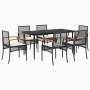 Set de comedor de jardín 7 pzas y cojines ratán sintético negro de , Conjuntos de jardín - Ref: Foro24-3213600, Precio: 451,0...