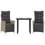Set comedor de jardín 3 pzas cojines ratán sintético gris claro de , Conjuntos de jardín - Ref: Foro24-3213469, Precio: 323,1...