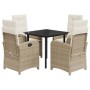 Set comedor de jardín 5 pzas con cojines ratán sintético beige de , Conjuntos de jardín - Ref: Foro24-3212381, Precio: 509,92...