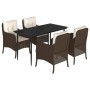 Set comedor de jardín 5 piezas y cojines ratán sintético marrón de , Conjuntos de jardín - Ref: Foro24-3211936, Precio: 509,9...