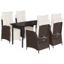 Set comedor de jardín 5 piezas y cojines ratán sintético marrón de , Conjuntos de jardín - Ref: Foro24-3213415, Precio: 683,1...