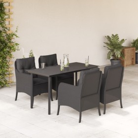 Set de muebles jardín 5 pzas con cojines ratán sintético negro de , Conjuntos de jardín - Ref: Foro24-3211929, Precio: 528,13...
