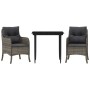 Set comedor de jardín 3 piezas con cojines ratán sintético gris de , Conjuntos de jardín - Ref: Foro24-3211948, Precio: 334,3...