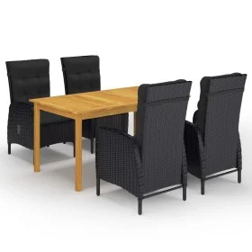 Juego de comedor de jardín de 5 piezas negro de vidaXL, Conjuntos de jardín - Ref: Foro24-3067774, Precio: 712,93 €, Descuent...