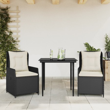 Set comedor de jardín 3 pzas con cojines ratán sintético negro de , Conjuntos de jardín - Ref: Foro24-3262826, Precio: 322,59...