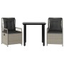 Set comedor de jardín 3 pzas cojines ratán sintético gris claro de , Conjuntos de jardín - Ref: Foro24-3263034, Precio: 267,4...