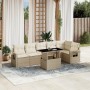 Set sofás de jardín 7 piezas y cojines ratán sintético beige en Conjuntos de jardín | Comprar online en Foru.es